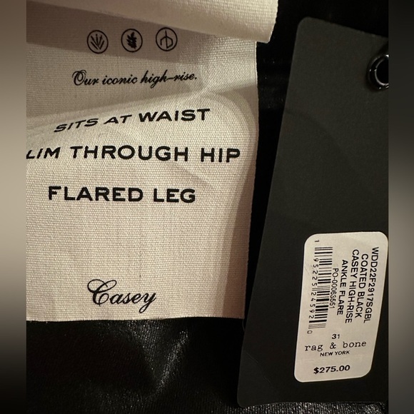 Rag & bone coated black Casey high rise ankle flare jeans size 31 - Picture 10 of 14